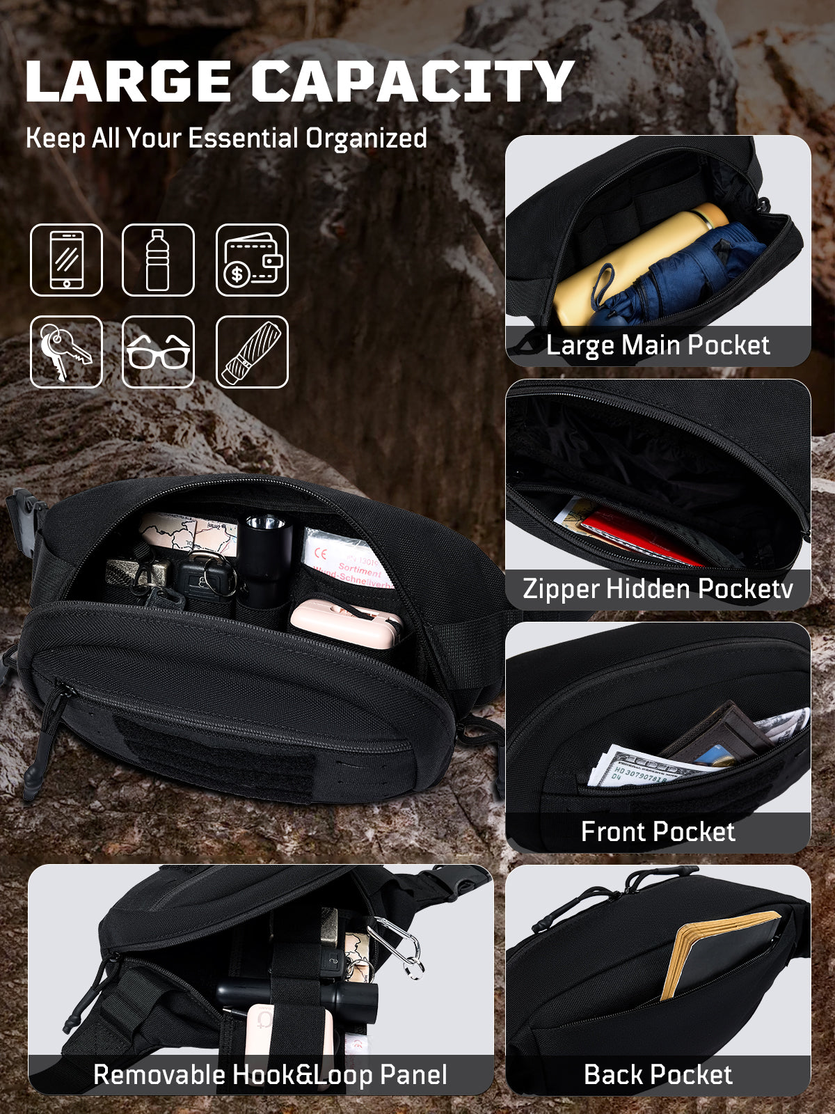 1TG Tactical Fanny Pack for Men Women